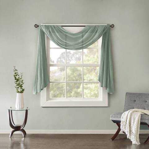 Madison Park Kaylee Solid Lightweight Crushed Sheer Curtain Scarf