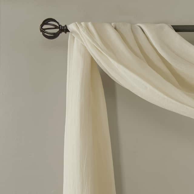 Madison Park Kaylee Solid Lightweight Crushed Sheer Curtain Scarf