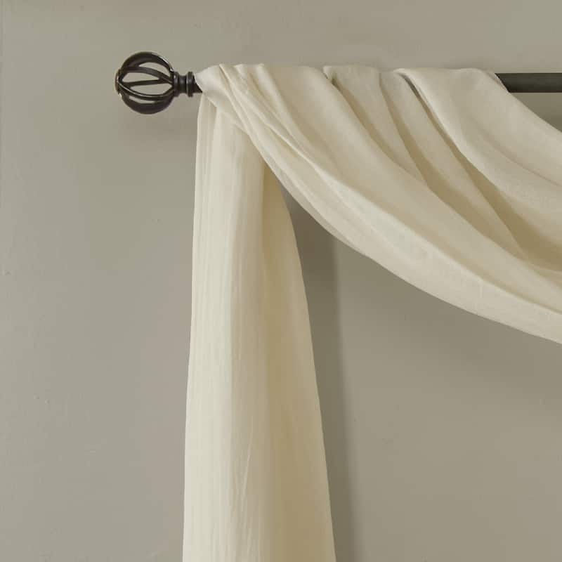 Madison Park Kaylee Solid Lightweight Crushed Sheer Curtain Scarf