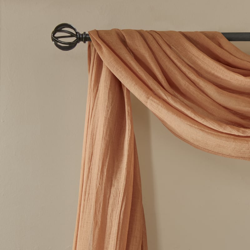 Madison Park Kaylee Solid Lightweight Crushed Sheer Curtain Scarf