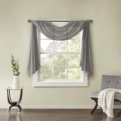 Madison Park Kaylee Solid Lightweight Crushed Sheer Curtain Scarf