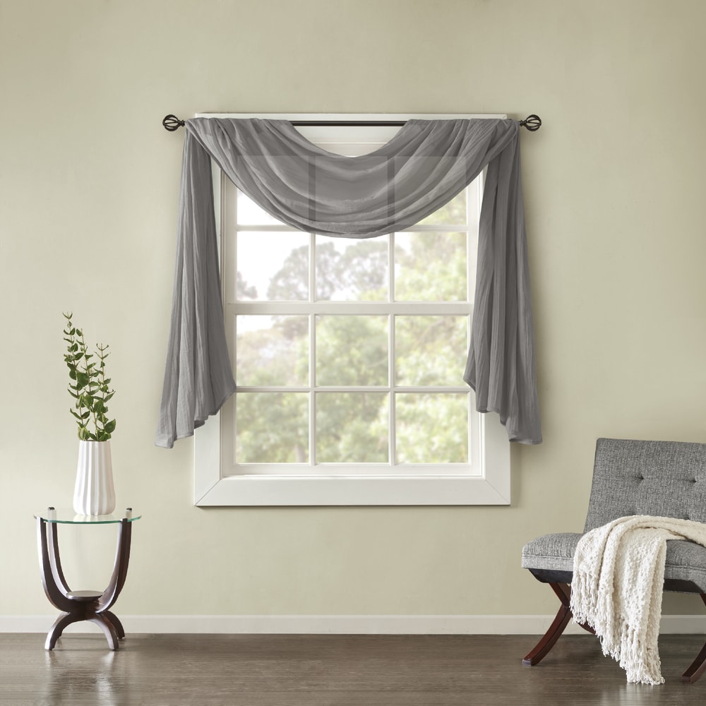 Madison Park Harper Solid Lightweight Crushed Sheer Curtain Scarf