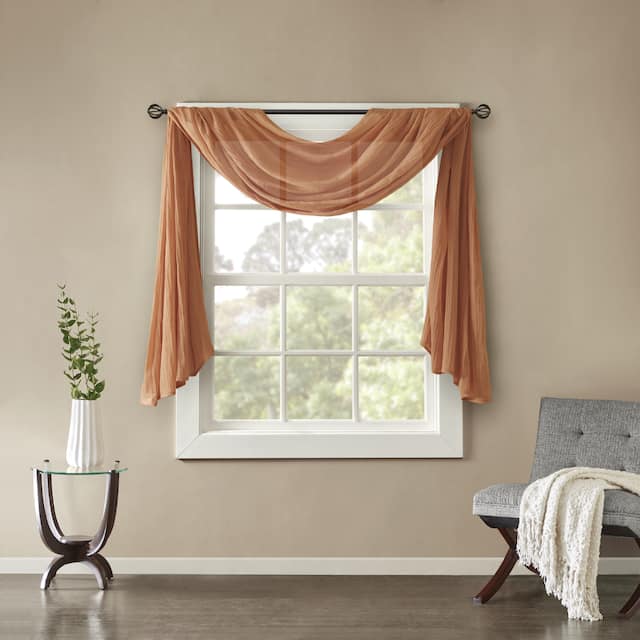 Madison Park Kaylee Solid Lightweight Crushed Sheer Curtain Scarf - 42 x 216" - Spice