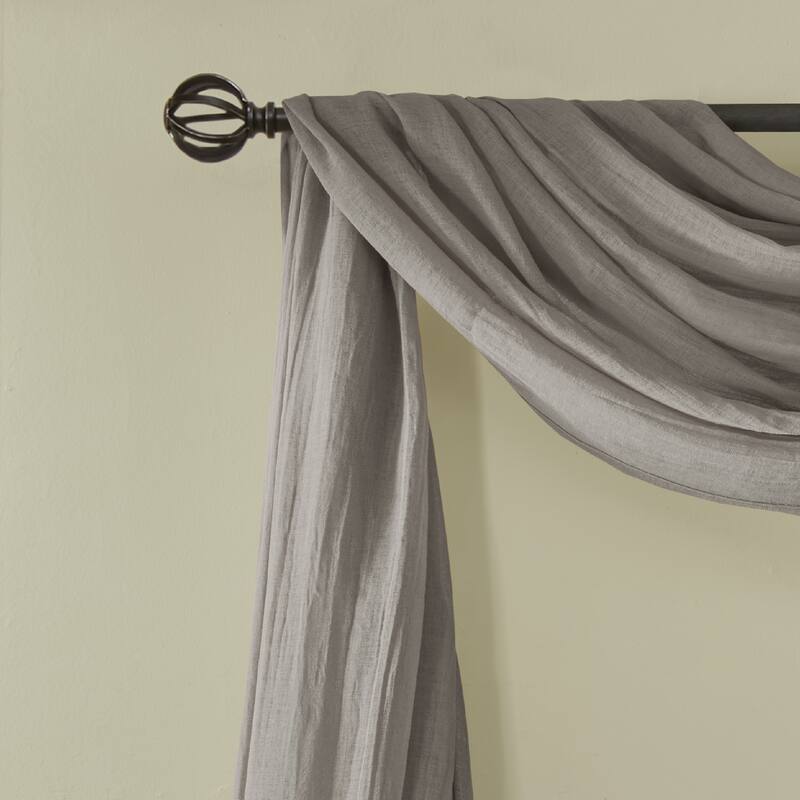 Madison Park Kaylee Solid Lightweight Crushed Sheer Curtain Scarf