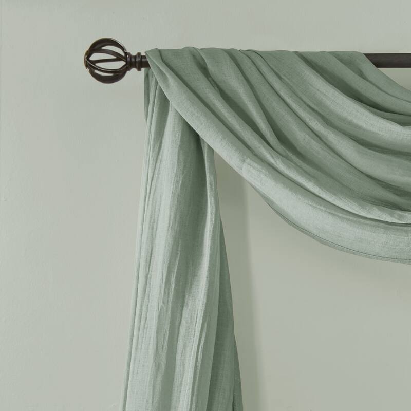 Madison Park Kaylee Solid Lightweight Crushed Sheer Curtain Scarf