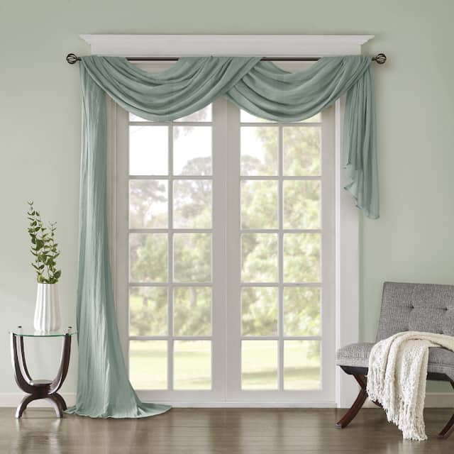 Madison Park Kaylee Solid Lightweight Crushed Sheer Curtain Scarf