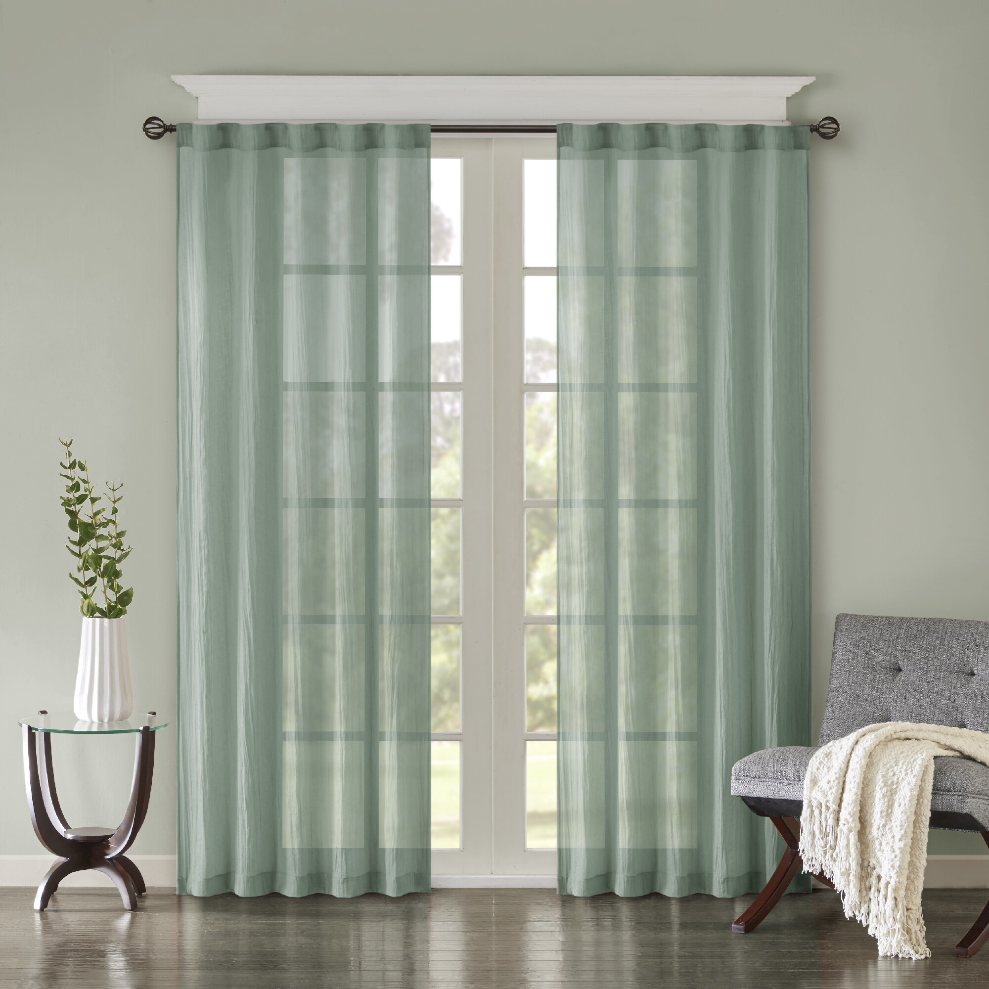 Shop Madison Park Kaylee Solid Crushed Sheer Window Curtain Pair