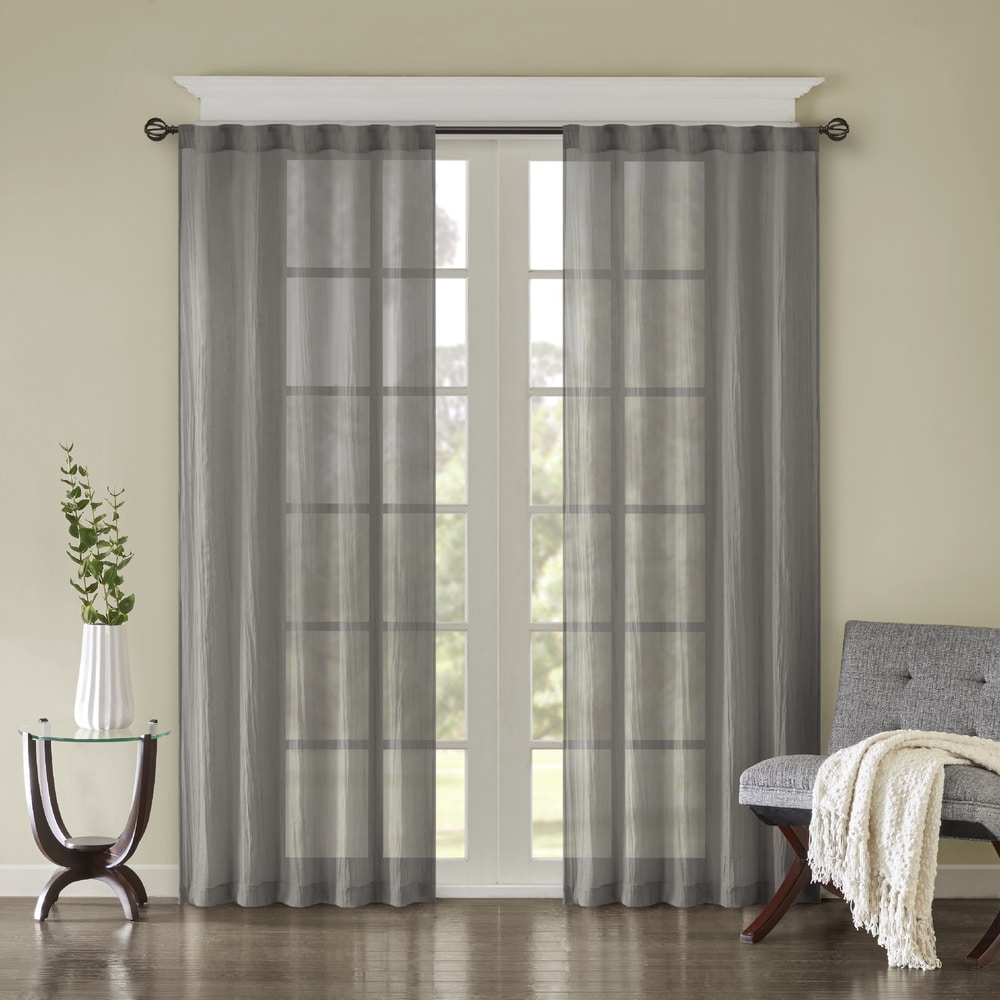 Madison Park Harper Solid Crushed Sheer Window Curtain Pair