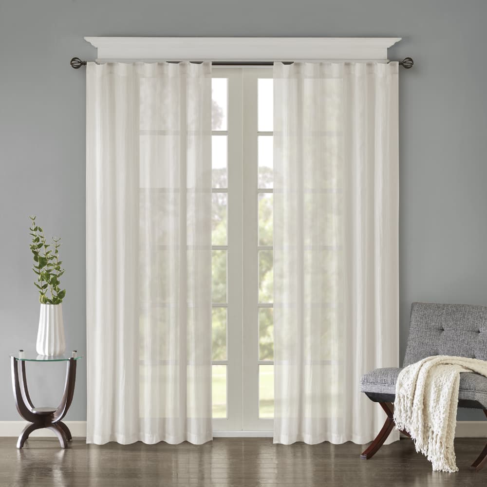 Madison Park Harper Solid Crushed Sheer Window Curtain Pair
