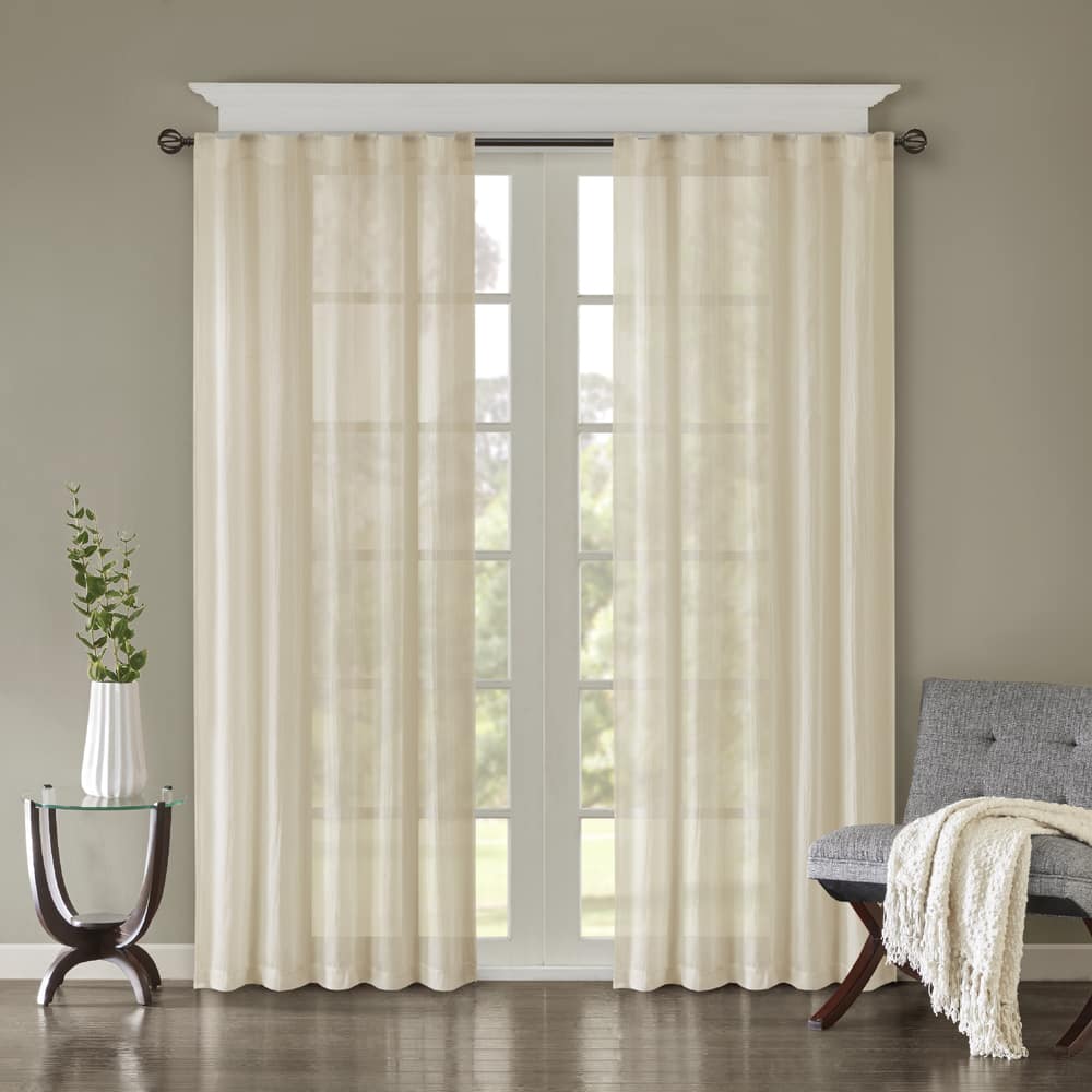 Madison Park Harper Solid Crushed Sheer Window Curtain Pair