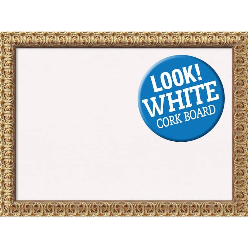 Framed White Cork Board, Florentine Gold - large - 32 x 24"