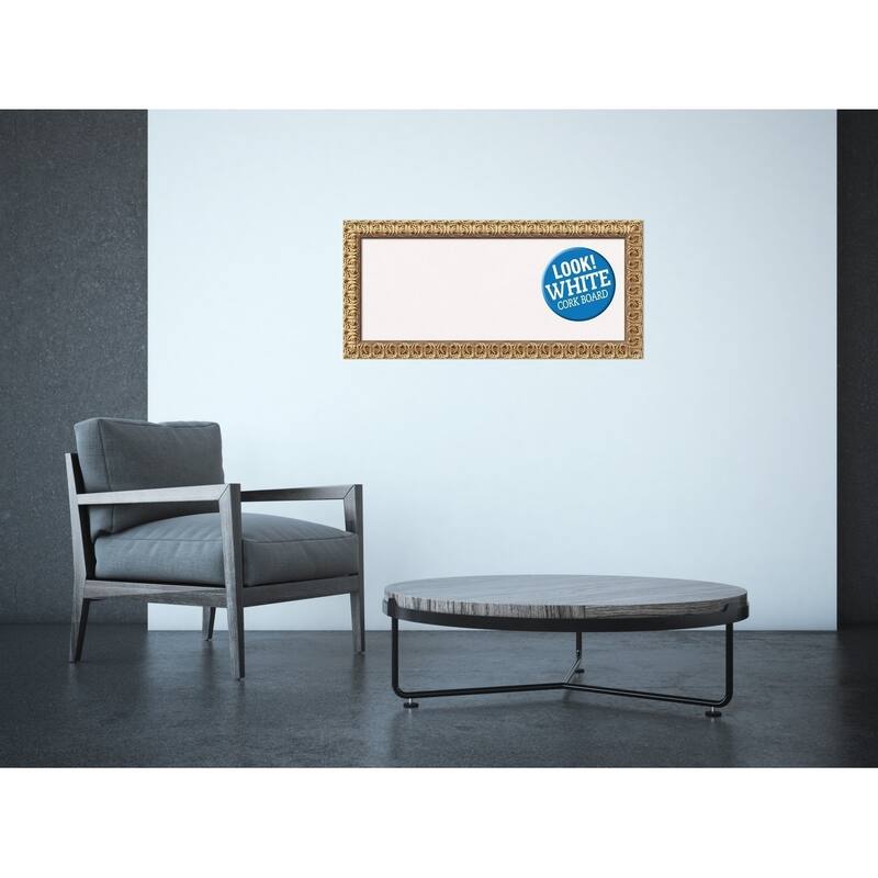 Framed White Cork Board, Florentine Gold