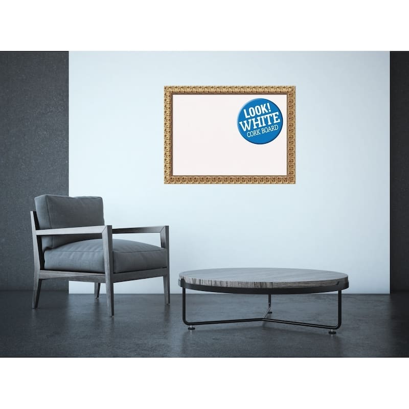 Framed White Cork Board, Florentine Gold