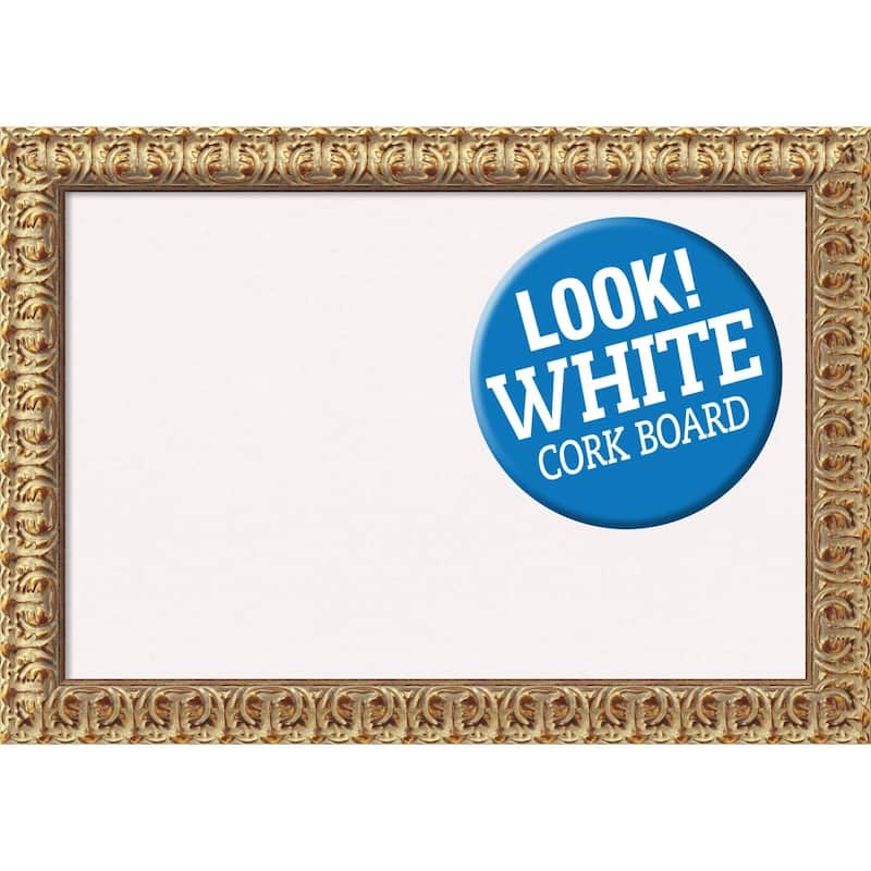 Framed White Cork Board, Florentine Gold