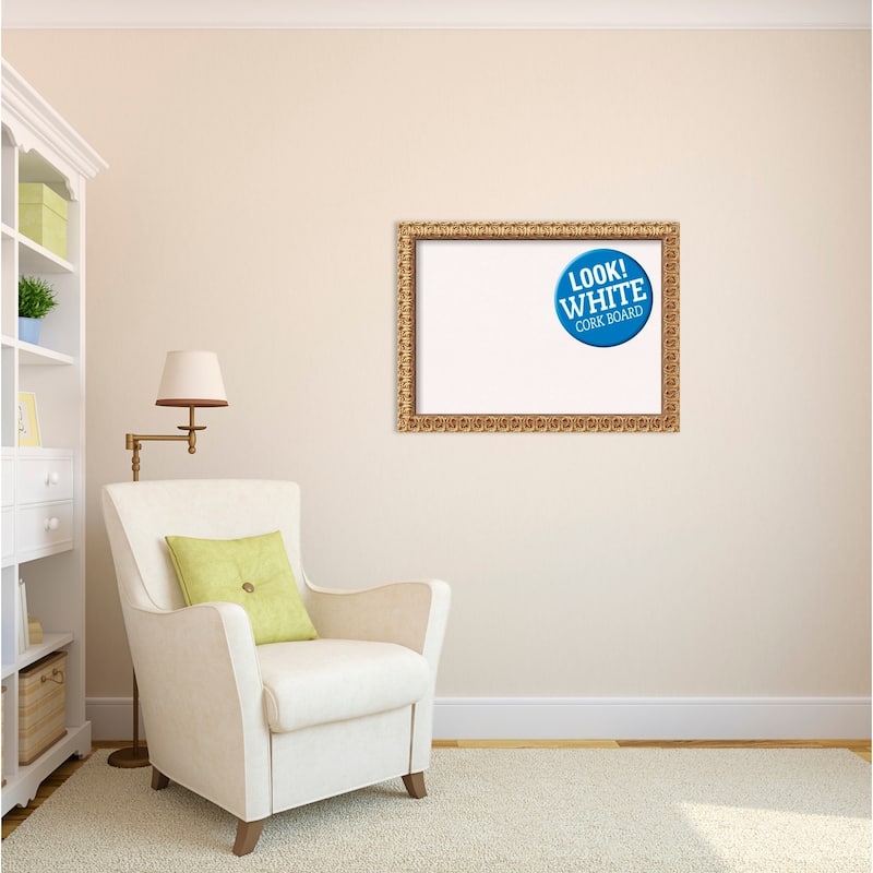 Framed White Cork Board, Florentine Gold