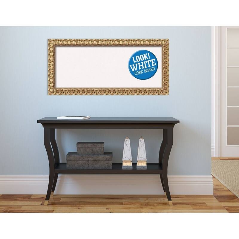 Framed White Cork Board, Florentine Gold