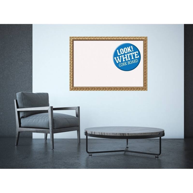 Framed White Cork Board, Florentine Gold