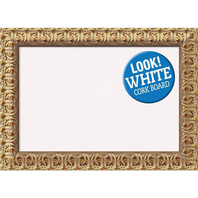 Framed White Cork Board, Florentine Gold