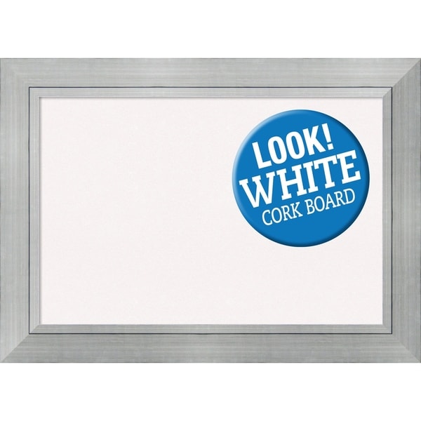 Framed White Cork Board, Romano Silver