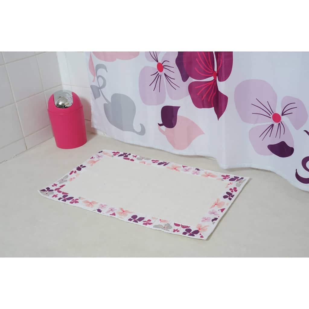 Printed Border Cotton Bath Mat Home Rug SOFTIES Purple 20"W X 31.5 L