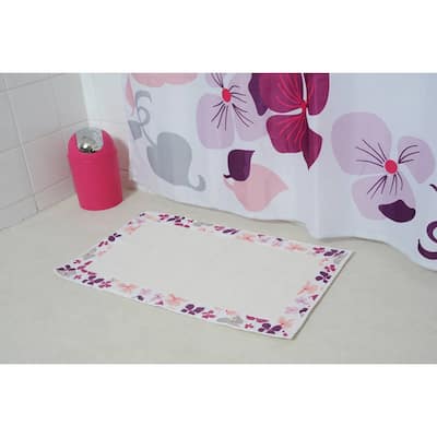 Printed Border Cotton Bath Mat Home Rug SOFTIES Purple 20"W X 31.5 L