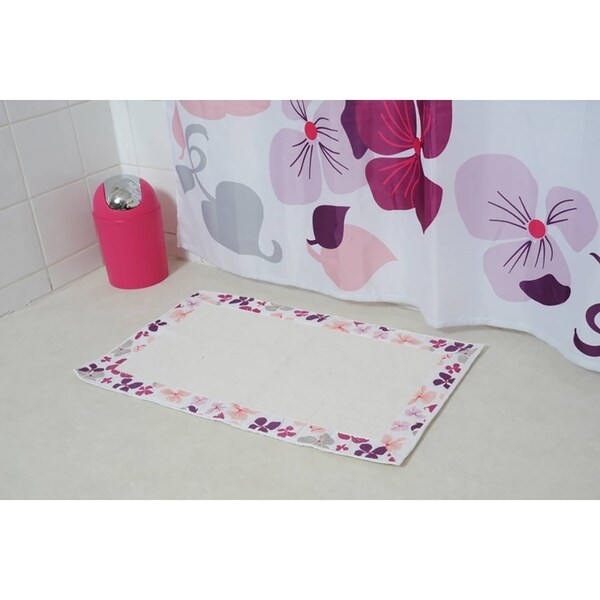 Printed Border Cotton Bath Mat Home Rug SOFTIES Purple 20"W X 31.5 L. Opens flyout.