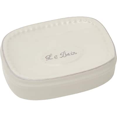 Evideco Collection Le Bain Stoneware Bathroom Soap Dish Cup White