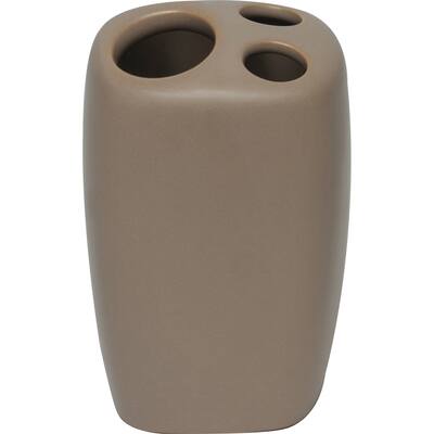 Evideco Stoneware Toothbrush and Toothpaste Holder Color Taupe