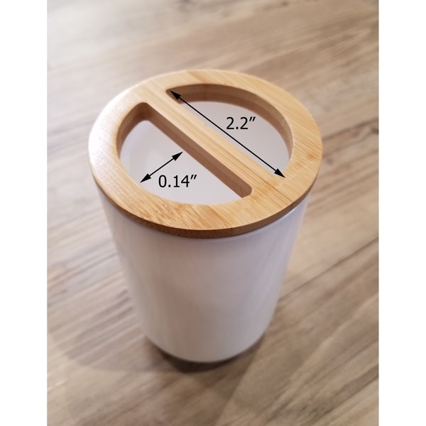Brown Evideco Bathroom Free Standing Toilet Bowl Brush and Holder Padang White-Bamboo Top Cover White