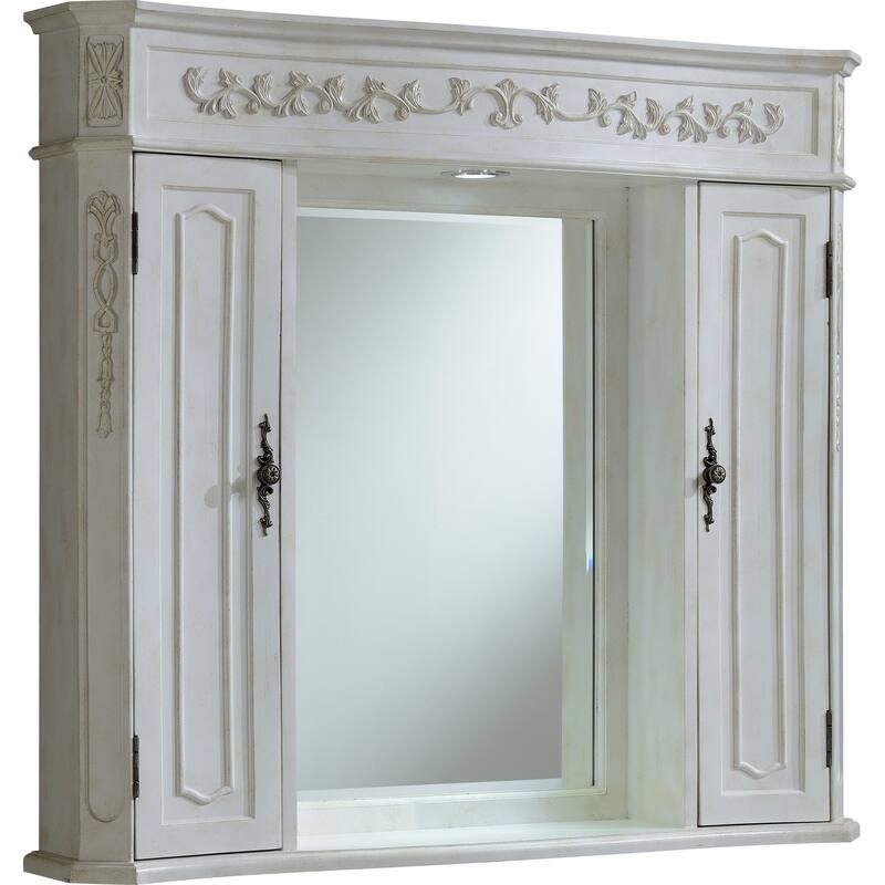 Milan 42" Antique White Medicine Cabinet - Antique White
