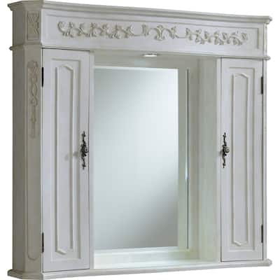 Milan 42" Antique White Medicine Cabinet - Antique White