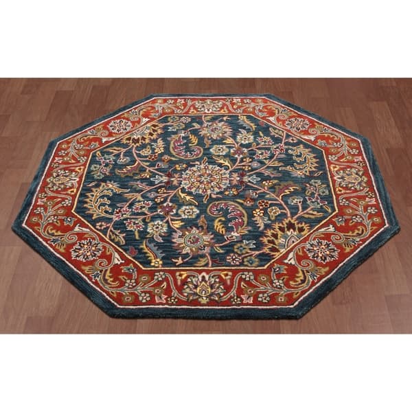 St. Croix Navy Traditions Kashan Wool Rug - 6' x 6' Round