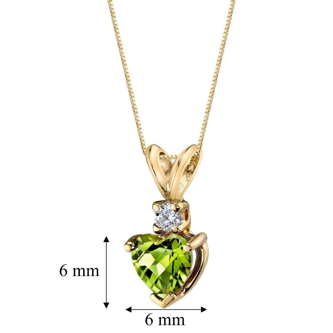 14 kt White Gold Heart Shape 1.00 ct Peridot Pendant