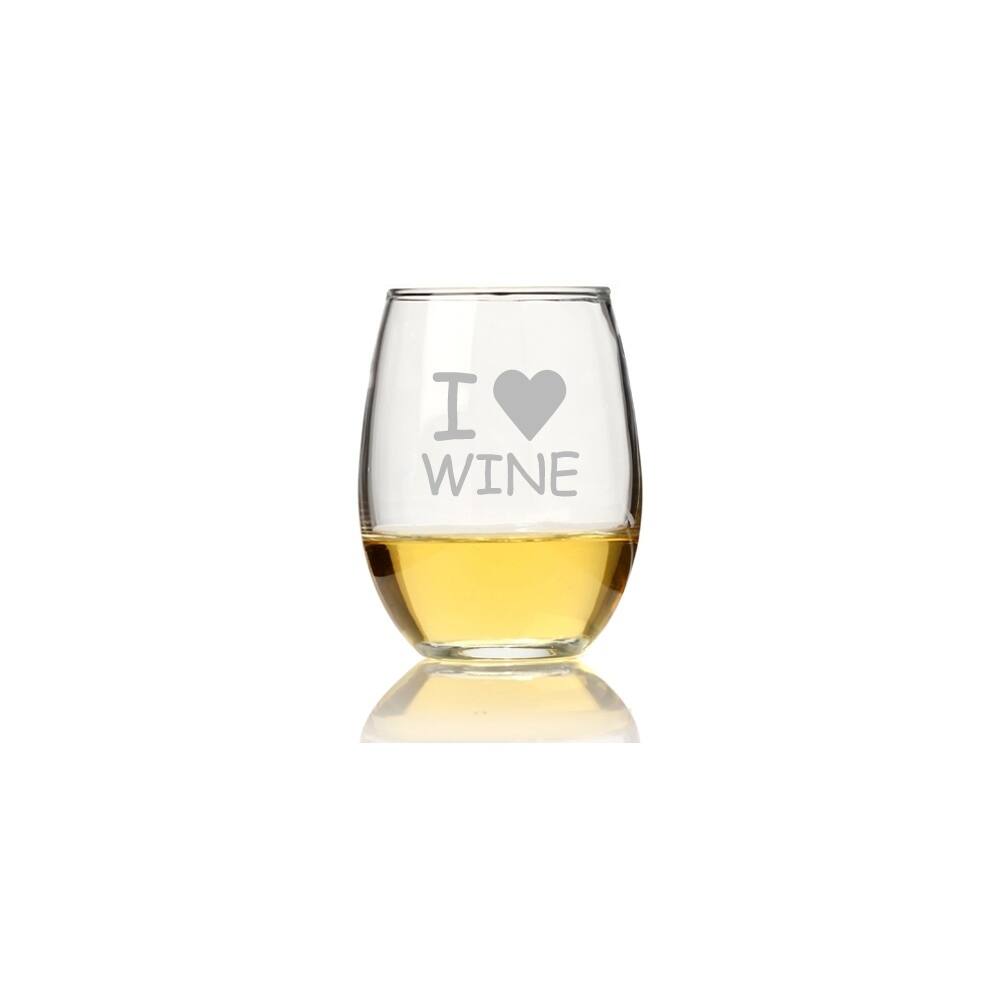 I Love Wine Stemless Wine Glass (Set of 4)