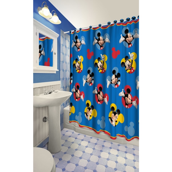 Shop Mickey Mouse Themed Printed Shower Curtain With Hooks Ships