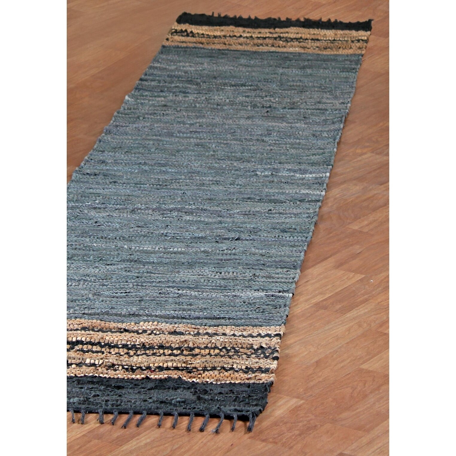 5 by 8-Feet Gray Matador Leather Chindi Rug 5 by 8-Feet Gray Matador Leather Chindi Rug