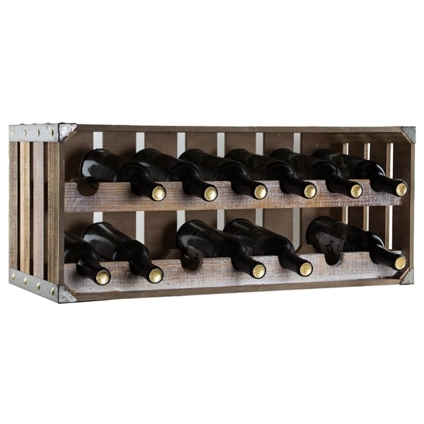 American Art Decor 14 Bottle Wine Rack Rustic Farmhouse Decor