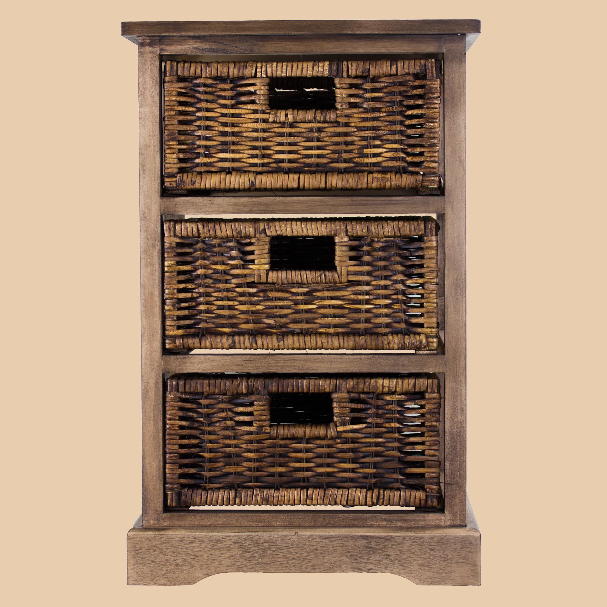 Shop American Art Decor Wicker Basket 3 Drawer Nightstand Side