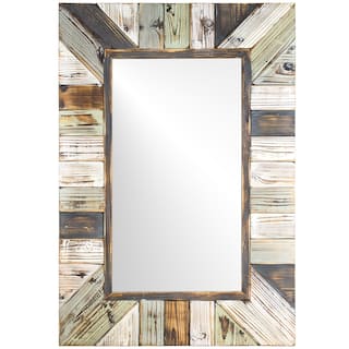 American Art Decor Rustic Wood Plank Wall Vanity Farmhouse Mirror - Multi - A