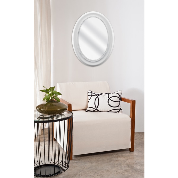 Shop White Beaded Oval Wall Mirror - Free Shipping Today - Overstock