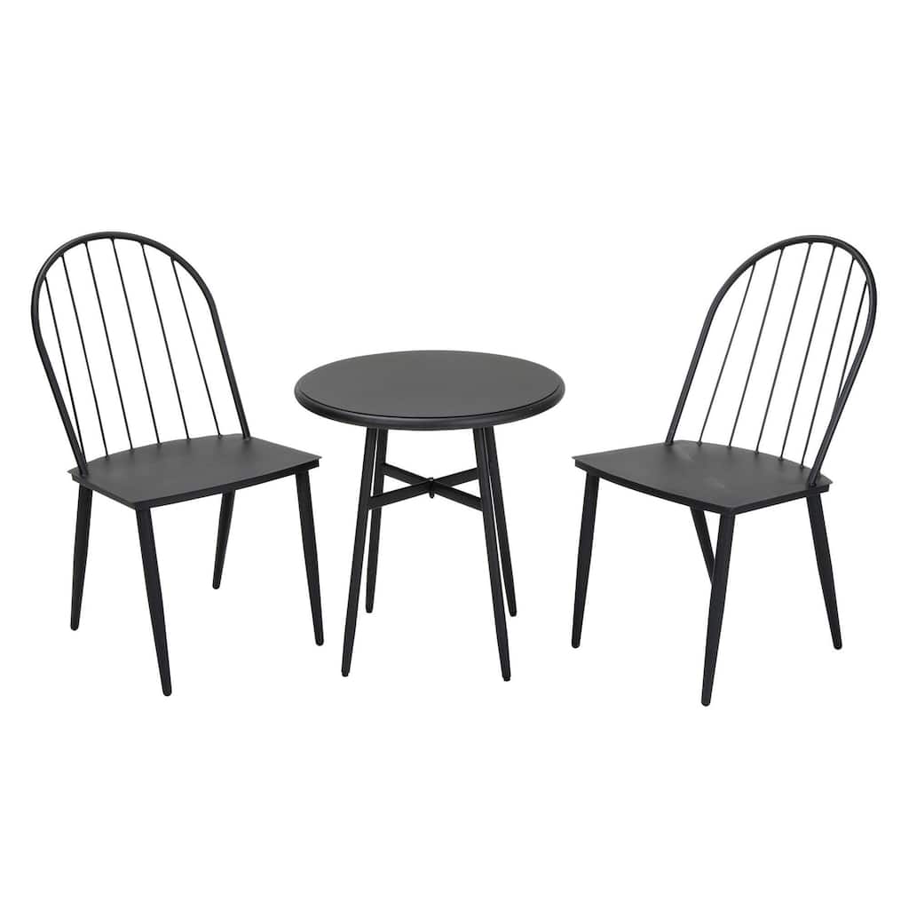 COSCO Outdoor 3-Piece Windsor Steel Black Conversation Furniture Set