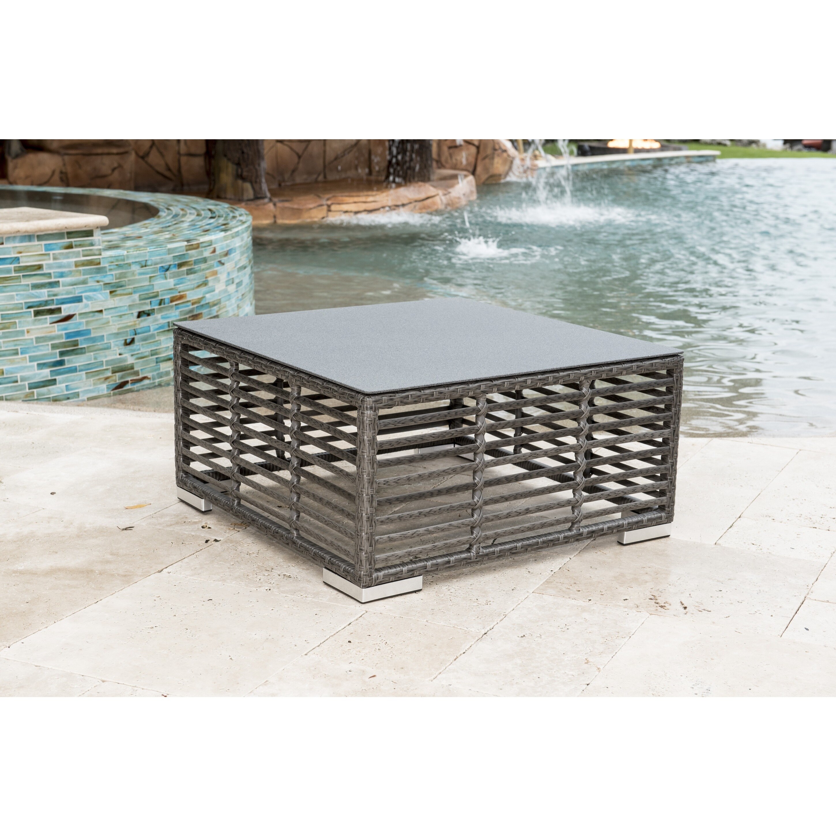 Shop Panama Jack Graphite Grey Aluminum Resin Square Coffee Table