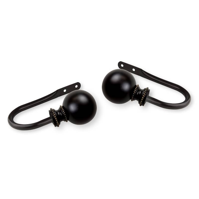 InStyleDesign Tegan Curtain Holdback Pair - n/a - Black Finish - Black