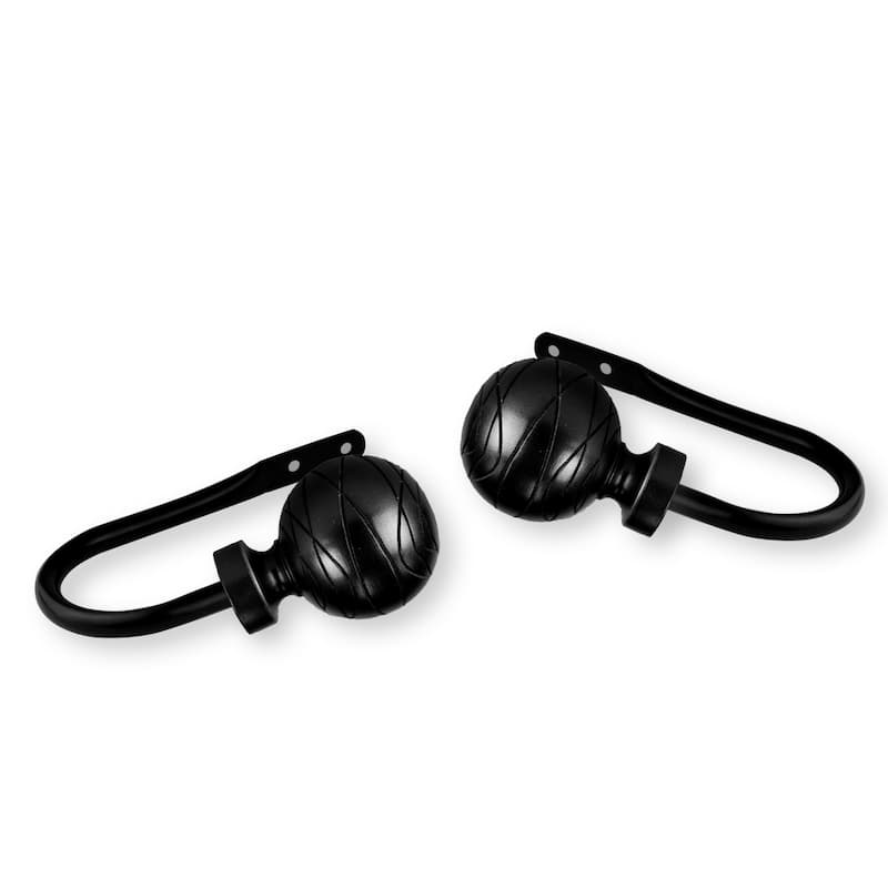InStyleDesign Desmond Curtain Holdback Pair - n/a - Satin/Silver Finish/Black Finish - Black