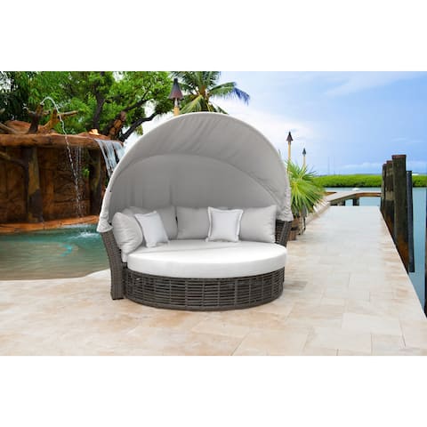 Panama Jack Graphite Resin Wicker/Aluminum Canopy Daybed