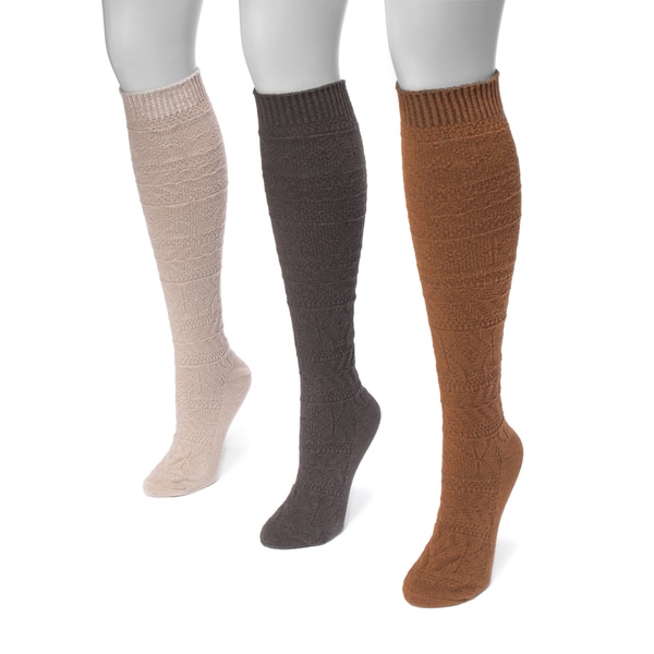 MUK LUKS® Women's 3 Pair Pack Snowflake Knee High Socks - Overstock ...