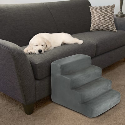 High Density Foam 4-Step Pet Stairs with Machine Washable Micro-Fiber Cover