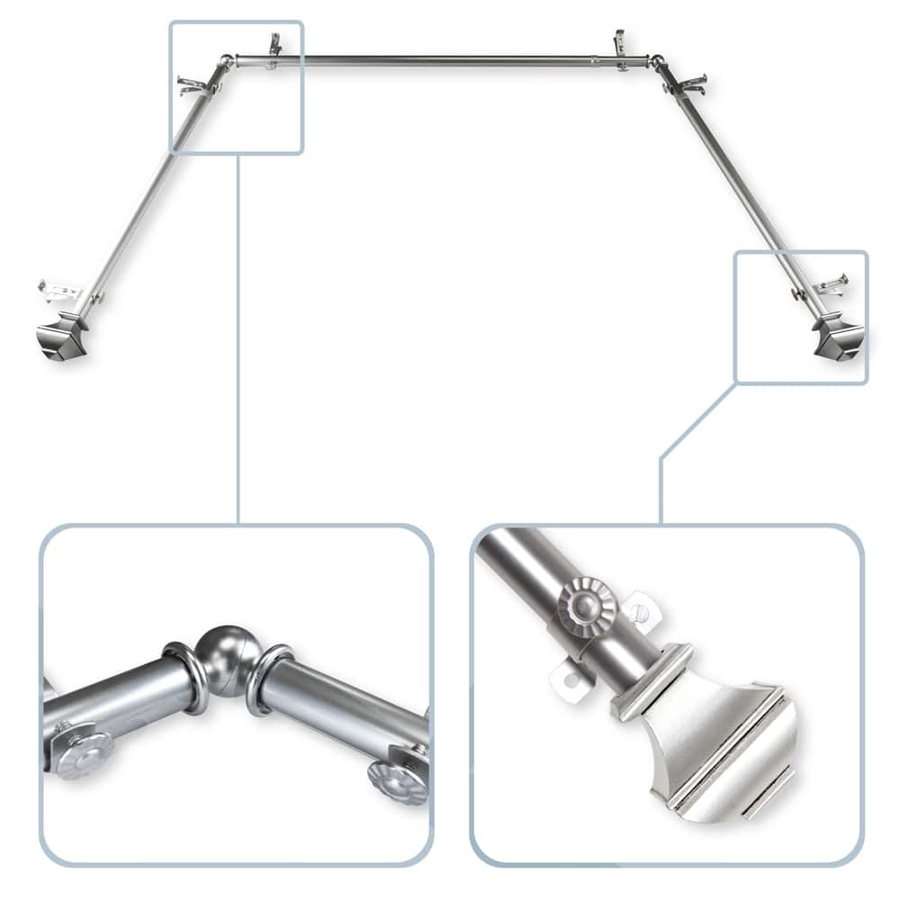 InStyleDesign Eugene 13/16" Bay Window Curtain Rod - 20-36 inches, 38-72 inches