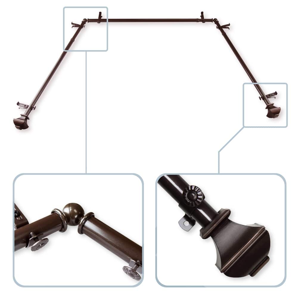 InStyleDesign Eugene 13/16" Bay Window Curtain Rod - 20-36 inches, 38-72 inches