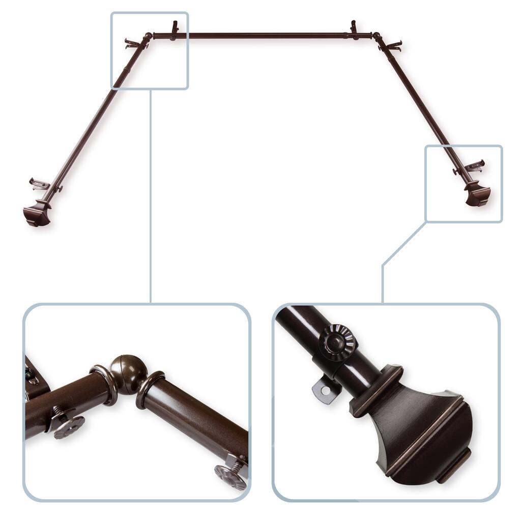 InStyleDesign Eugene 13/16" Bay Window Curtain Rod - 20-36 inches, 38-72 inches